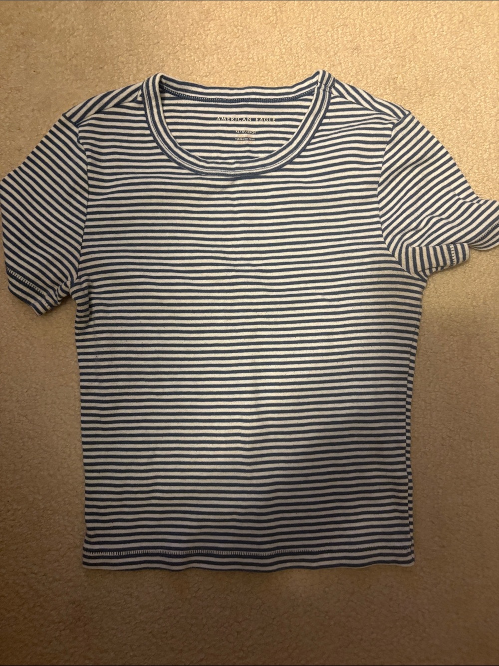 American Eagle Outfitters Navy & White Striped Crew Tee